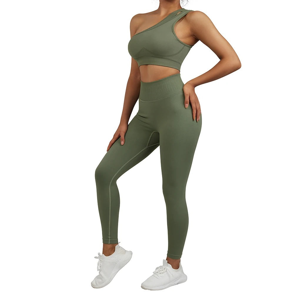 Unishoulder Sports Bra + Leggings Set